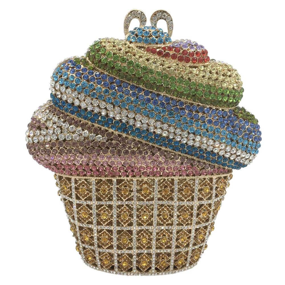 9462 Mini Icecream Rhinestone Clutch Purses Formal,Novelty Wedding